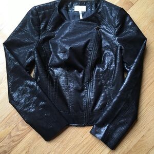 Laundry, black cloth motorcycle style jacket, size 8